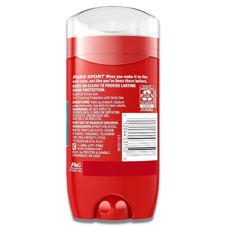 Old Spice -  Antiperspirant & Deodorant, Red Zone Pure Sport for Men, Stick - 3 Oz - 12 Pack - Image 3